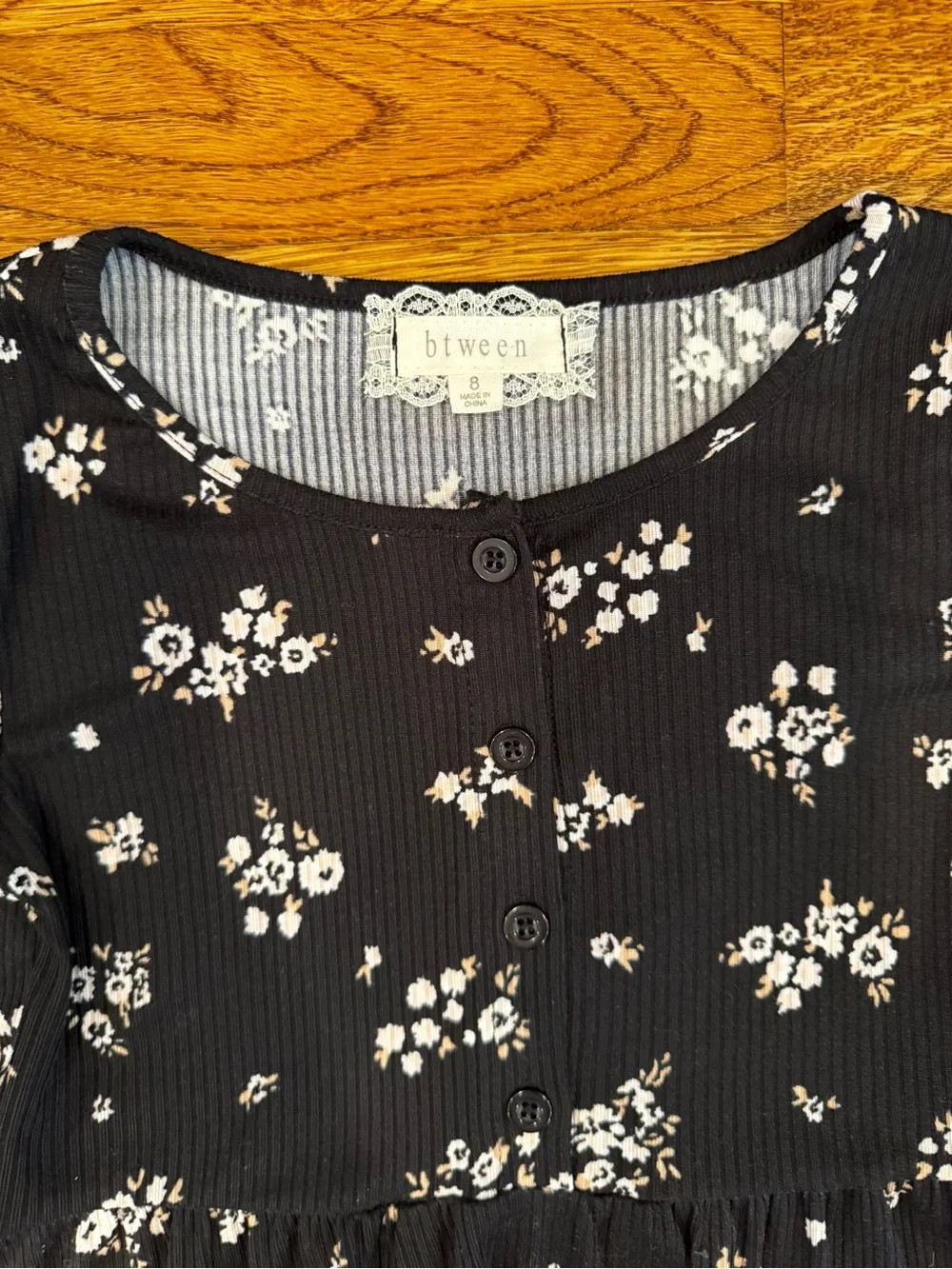 NWOT Btween Bundle of 2 Black Floral & Pink Leopard Long-Sleeve Dresses - Size 8